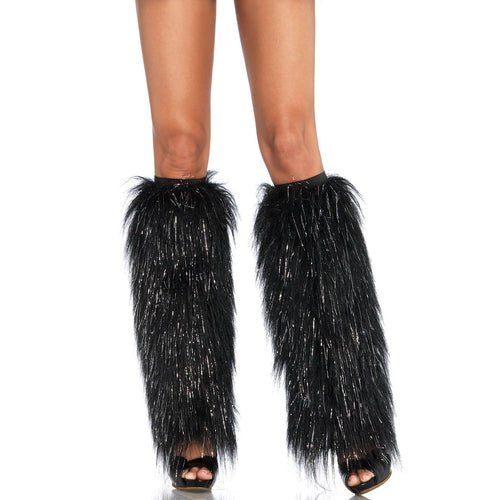 Red Black Furry Legwarmers Fuzzy Boot Covers Fluffy Leg warmer Women Party  Club