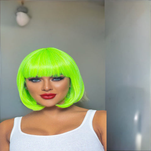 12" Neon short bob wig - worldclasscostumes