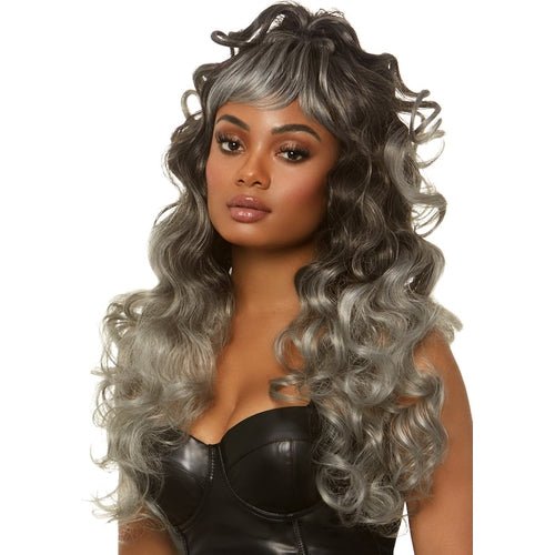24” Curly wispy Bang Wig With Half Up Pony - worldclasscostumes