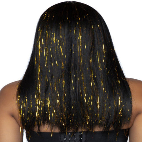 24 Inches Long Straight Bang Wig With Tinsel - worldclasscostumes