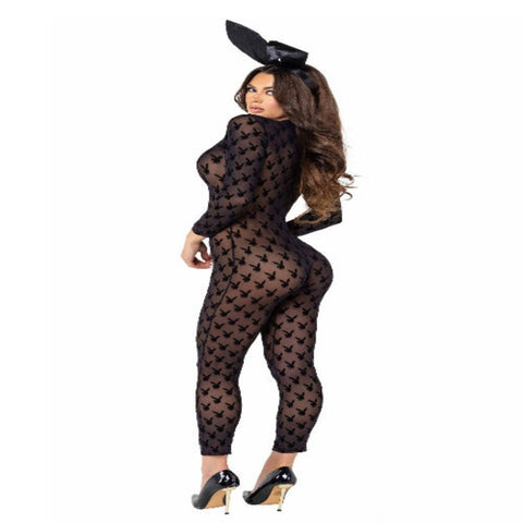 2pc Sheer Playboy Bunny Bodysuit - worldclasscostumes