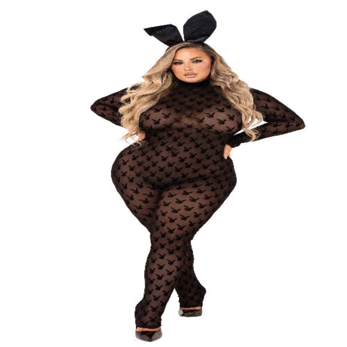 2pc Sheer Playboy Bunny Bodysuit - worldclasscostumes
