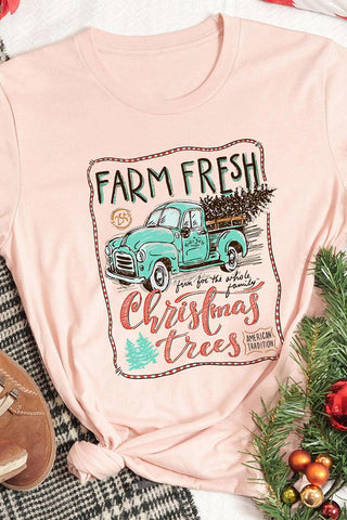 Christmas Trees Truck Graphic Print Short Sleeve T Shirt