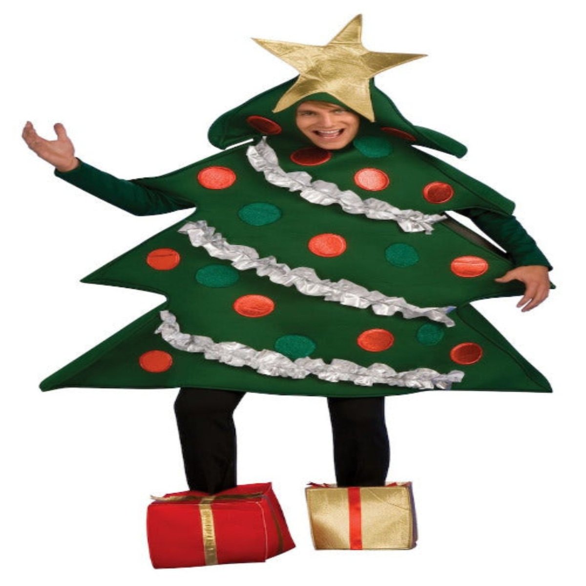 Adult Christmas Tree Costume With Present Shoe Covers - worldclasscostumes