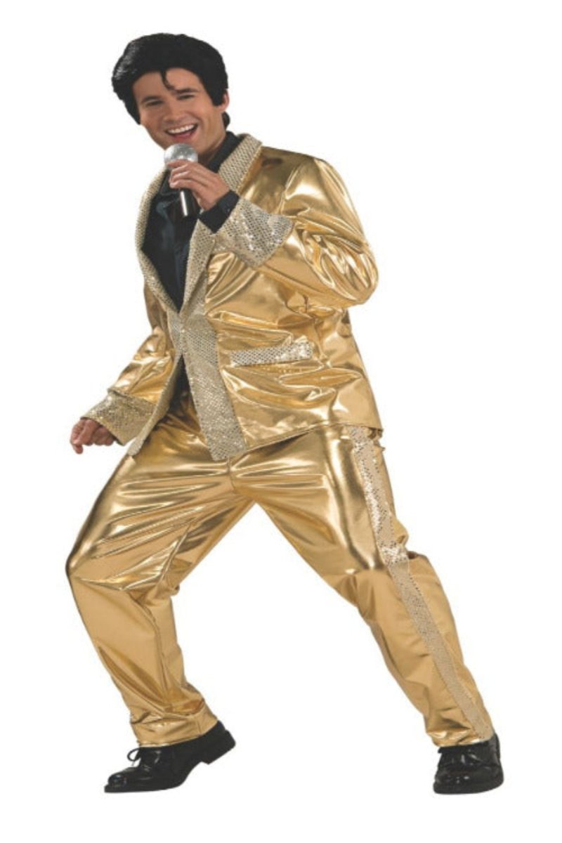 Adult Grand Heritage Elvis Gold Lame Suit Costume - worldclasscostumes