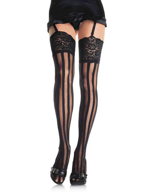 Blaire Stripe Thigh High Stockings - worldclasscostumes