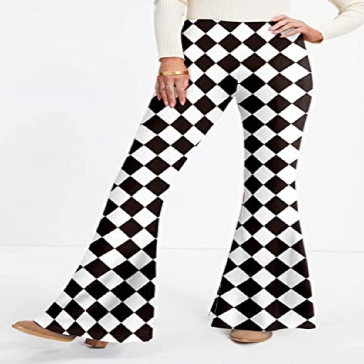 Checkered Flare Leg Pants - worldclasscostumes