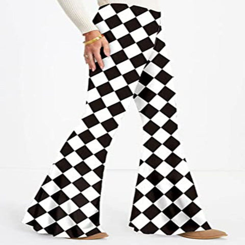 Checkered Flare Leg Pants - worldclasscostumes