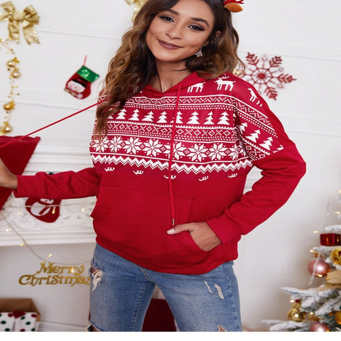 Christmas Drawstring Hoodie with Pocket - worldclasscostumes