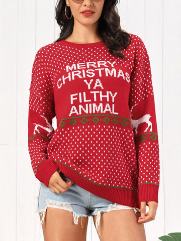 Christmas Element Round Neck Sweater - worldclasscostumes