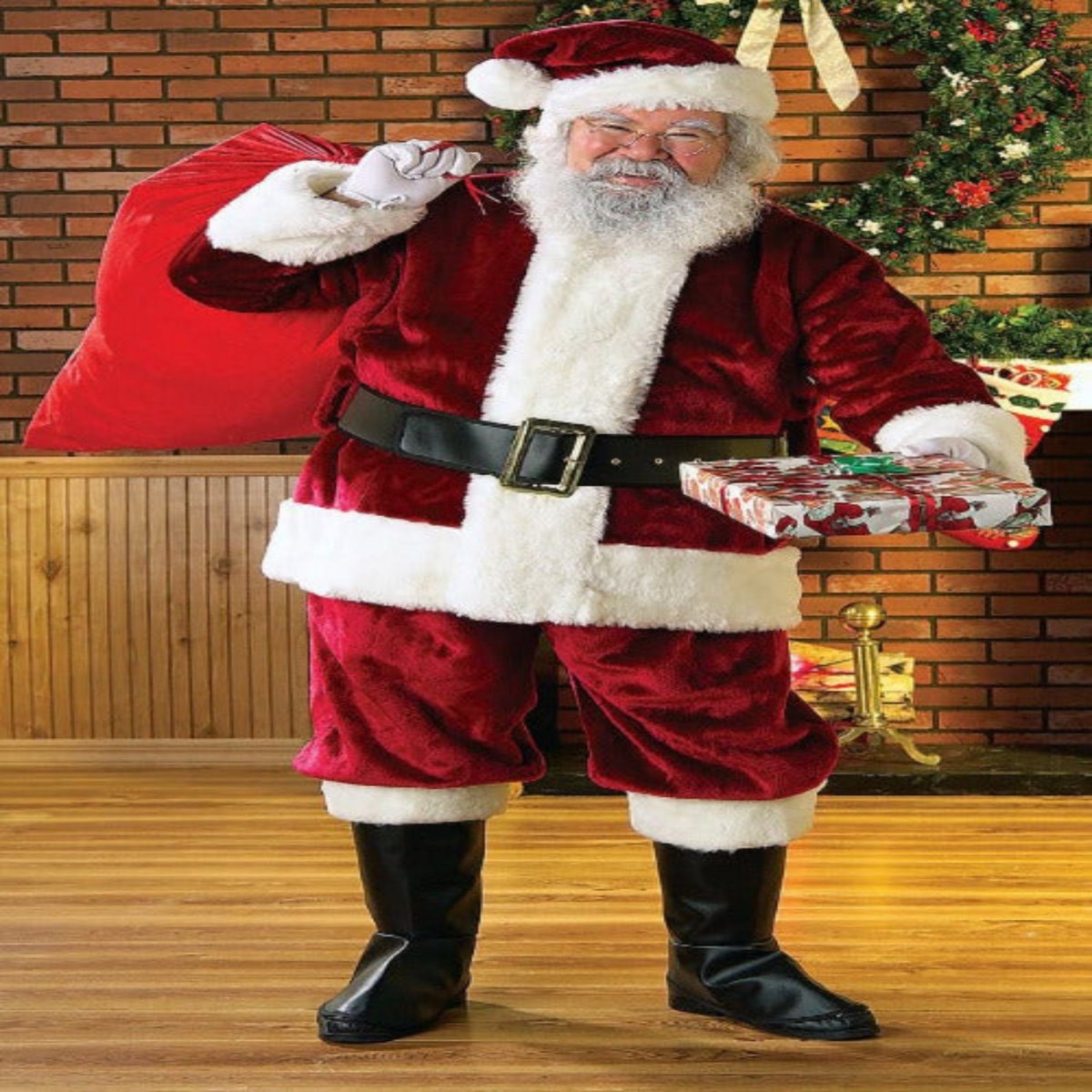 Crimson Imperial Plush Adult Santa Suit with Faux Fur Trim - worldclasscostumes