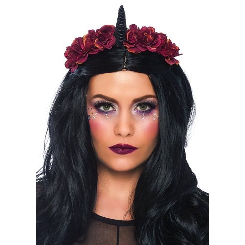 Dark Velvet Unicorn Flower Costume Headband - worldclasscostumes