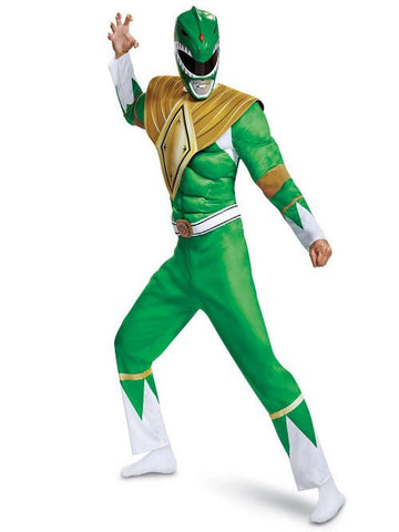 Disguise Men's Green Ranger Classic Muscle Adult Costume - worldclasscostumes