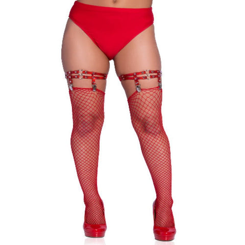 Dual Strap Iridescent Studded Thigh High Garter Suspender with Mini Hearts - worldclasscostumes