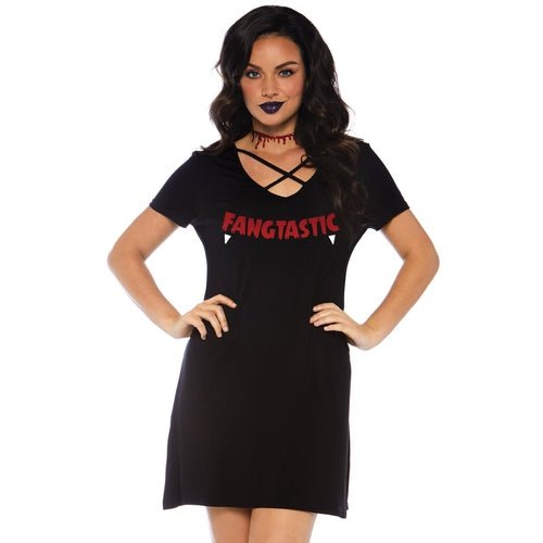 Fangtastic Crossover Jersey Dress with Pockets - worldclasscostumes