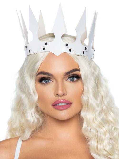 Faux Leather Spiked Crown - worldclasscostumes