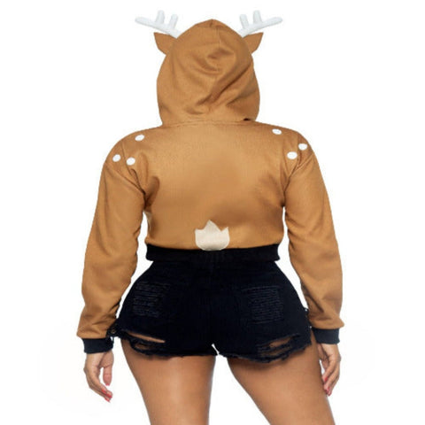 Fawn Cropped Hoodie With Antler - worldclasscostumes