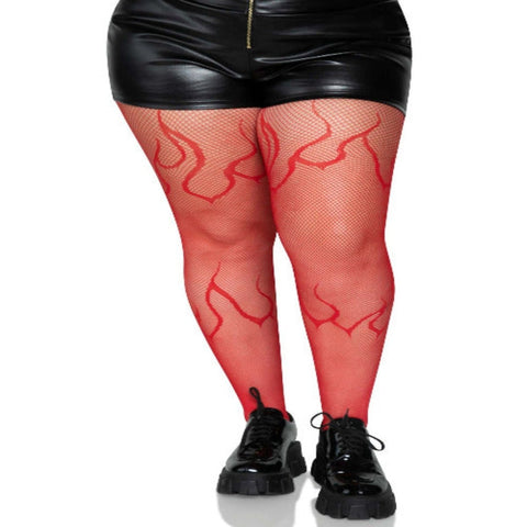 Flame Fishnet Tights - worldclasscostumes