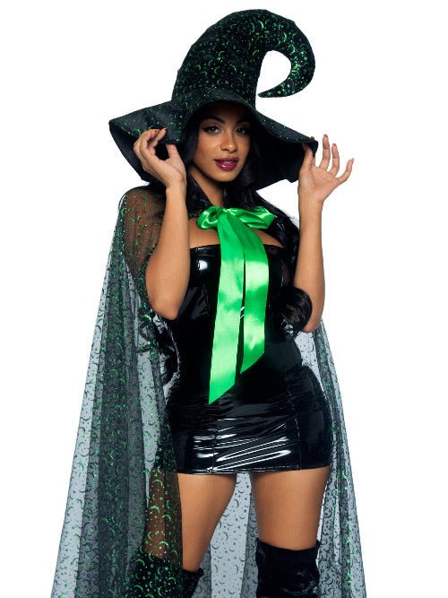 Glitter Moon Cape and Witch Hat Costume Set - worldclasscostumes