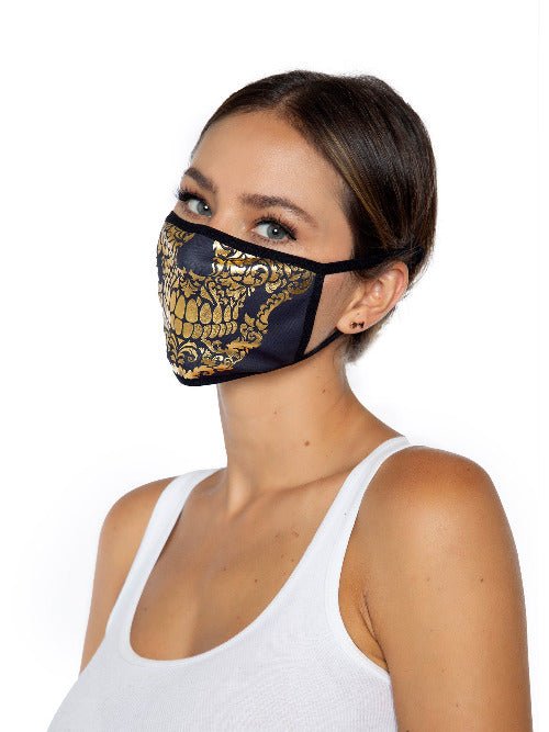 Gold Foil Skull Face Mask - worldclasscostumes