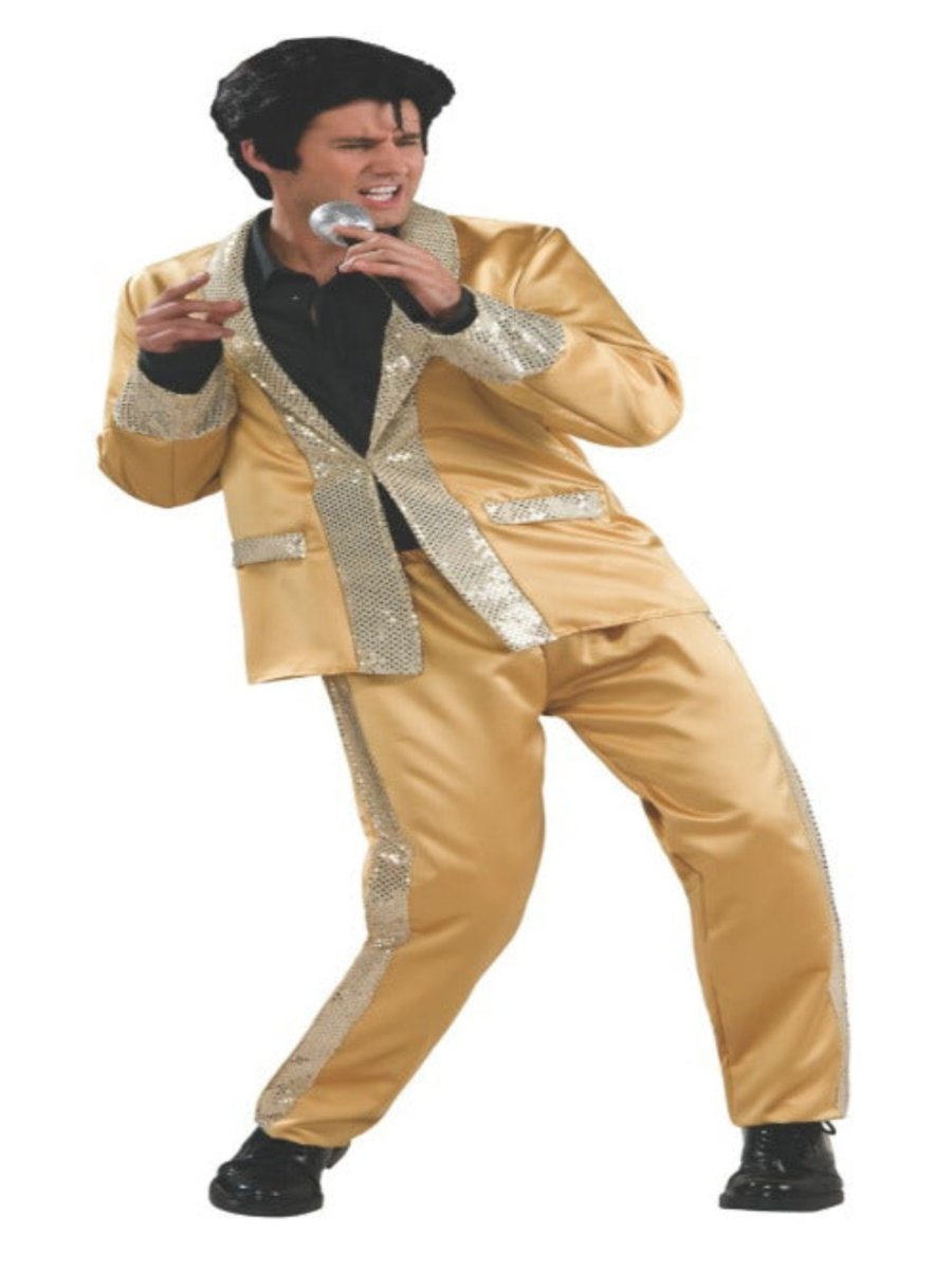 Gold Satin Suit Deluxe Adult Elvis Presley Costume - worldclasscostumes