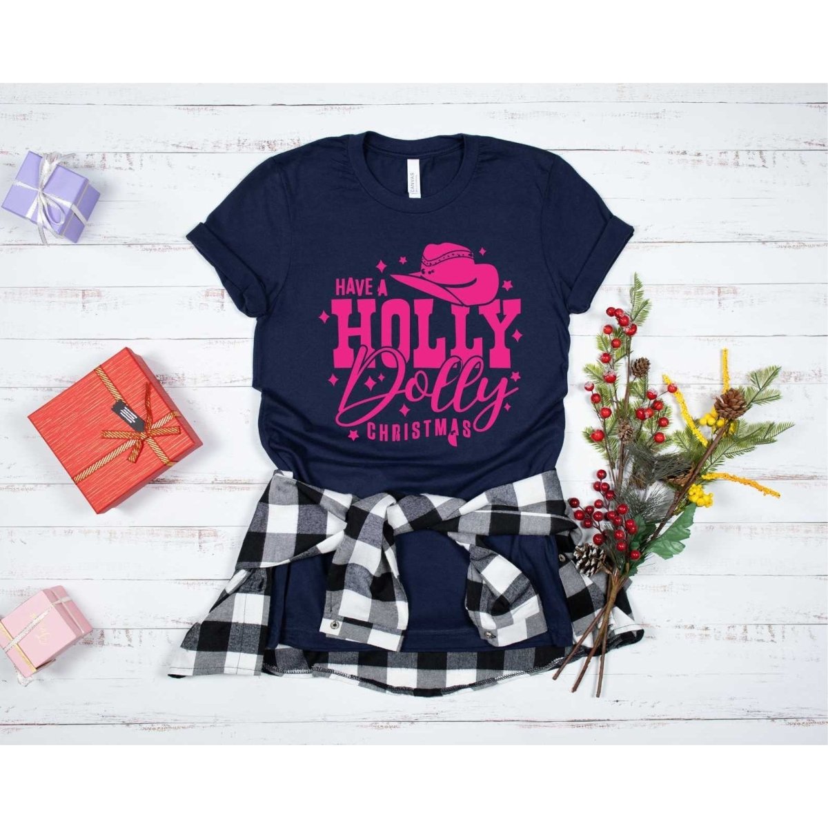 Holly Dolly Christmas Graphic Tee - worldclasscostumes