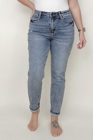 Judy Blue High Waist Vintage Mild Destroy Slim Jeans - worldclasscostumes