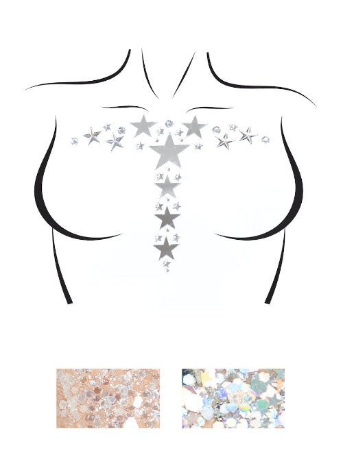 Kismet Adhesive Mirror Star and Rhinestone Body Sticker - worldclasscostumes