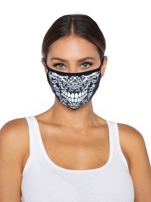 Lace Print Skull Face Mask - worldclasscostumes