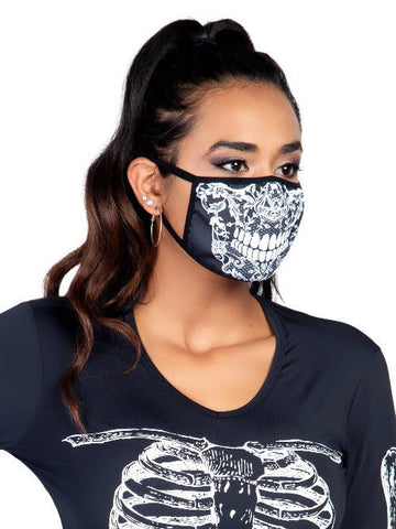 Lace Print Skull Face Mask - worldclasscostumes