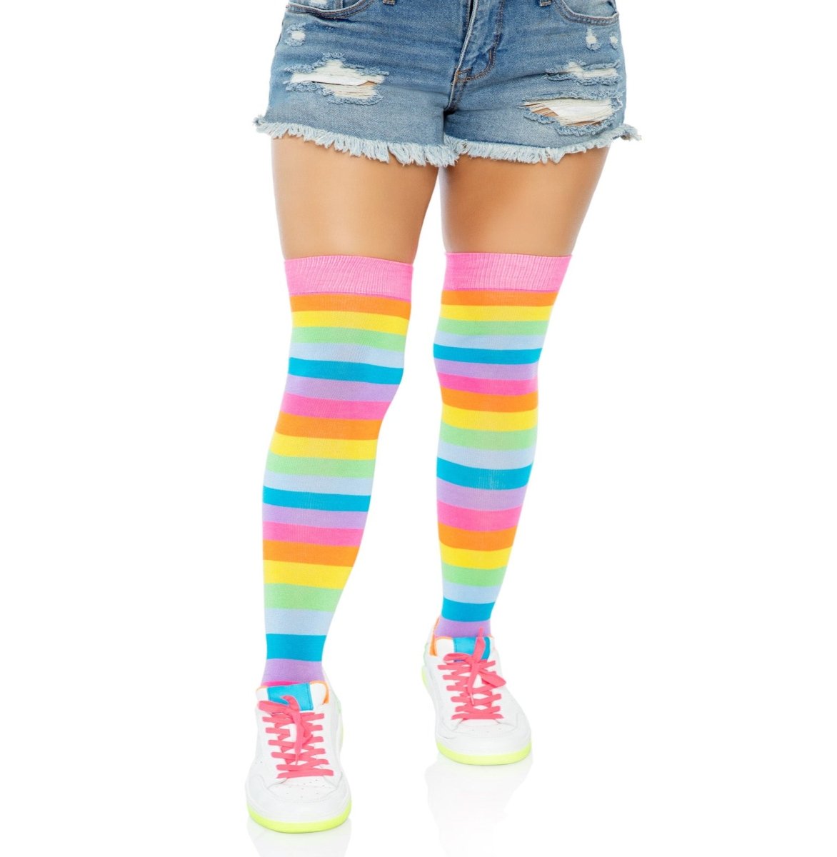 Leigh Rainbow Thigh High Stockings - worldclasscostumes