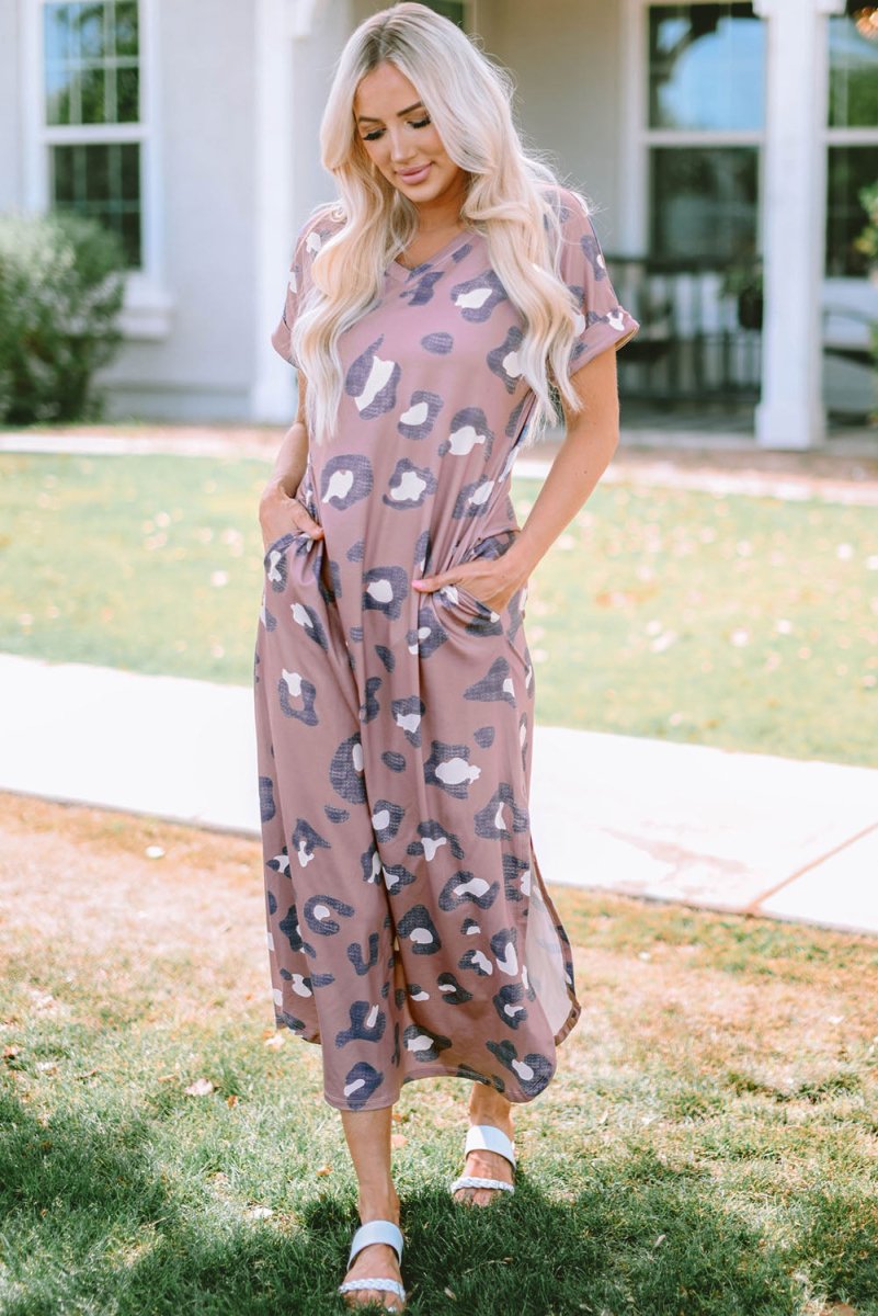 Leopard Slit Dress with Pockets - worldclasscostumes
