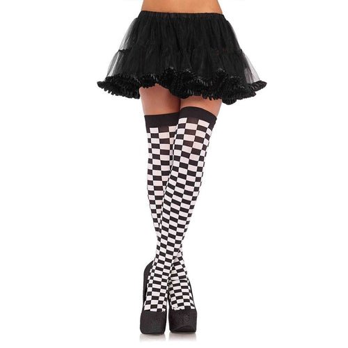 Poppy Checkerboard Thigh High Stockings - worldclasscostumes