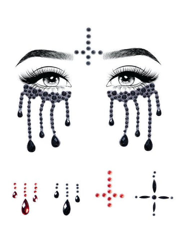 Possessed Adhesive Face Jewels Sticker - worldclasscostumes