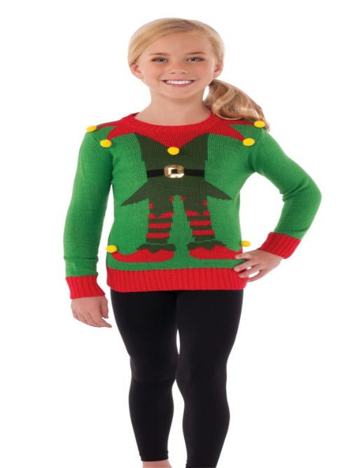 Rubie's Costume Green Elf Ugly Christmas Sweater Costume, One Color - worldclasscostumes