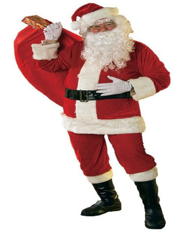 Rubies Velour Santa Suit With Gloves - worldclasscostumes