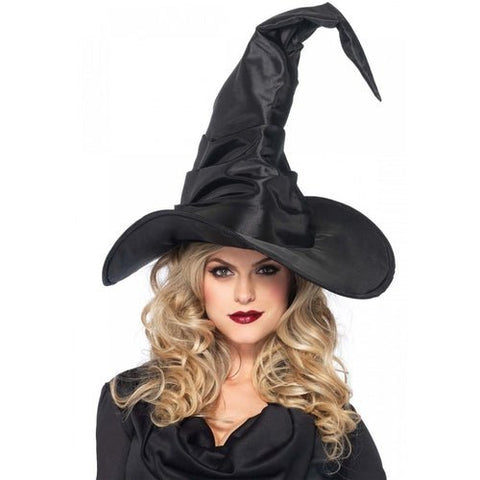 Ruched Witch Hat With Curved Top - worldclasscostumes