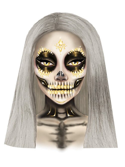 Skeleton Adhesive Face and Chest Jewel Stickers - worldclasscostumes
