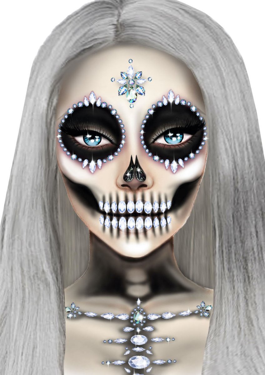 Skeleton Adhesive Face and Chest Jewel Stickers - worldclasscostumes
