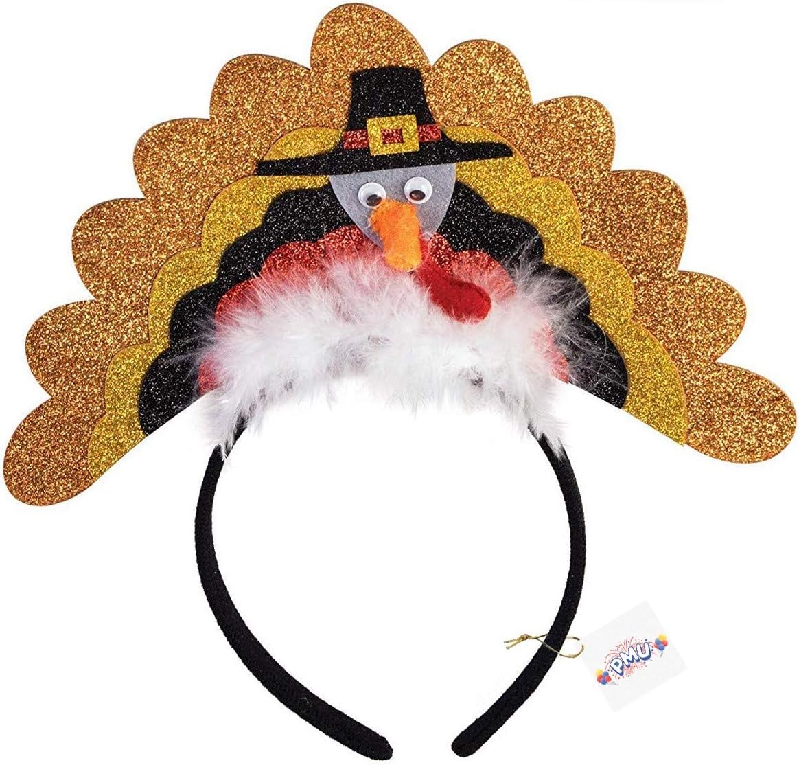 Thanksgiving Pilgrim Turkey Headband w/Marabou - worldclasscostumes