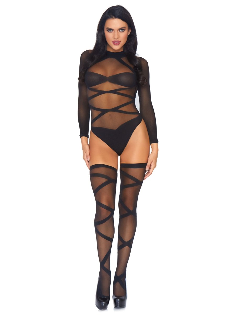 Truth Or Dare Bodysuit And Thigh Highs Set - worldclasscostumes