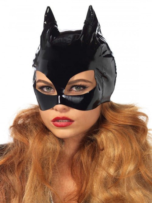 Wet Look Vinyl Catwoman Costume Mask - worldclasscostumes