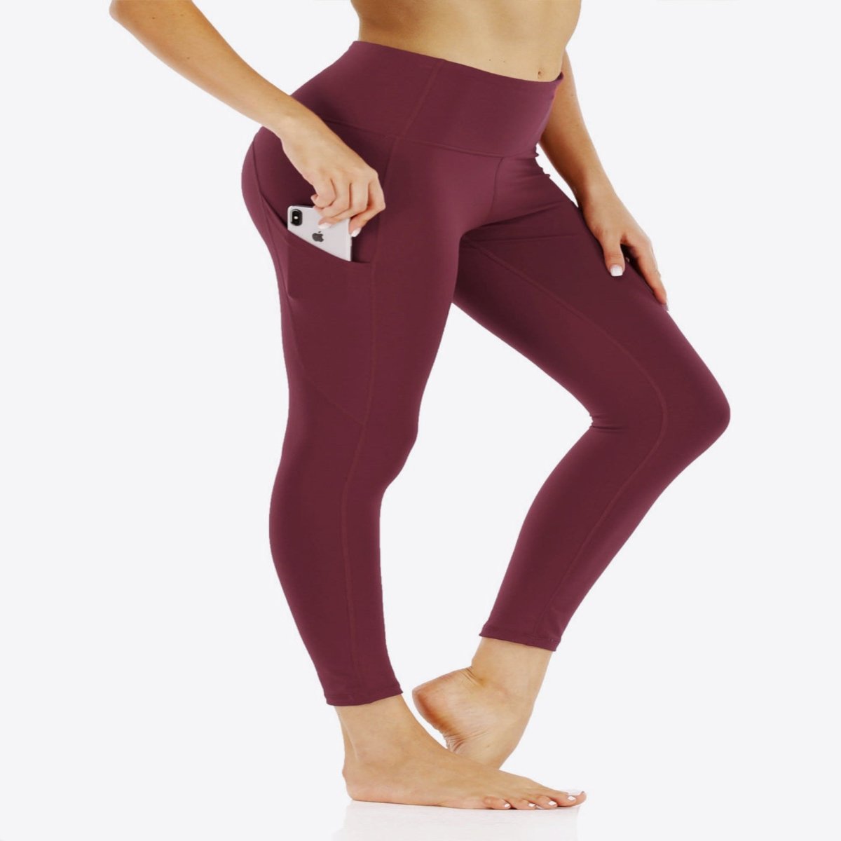 Wide Waistband Sports Leggings with Side Pockets - worldclasscostumes