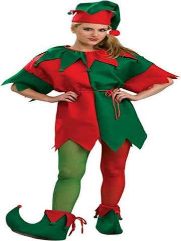 Women's Green and Red Elf Tights - worldclasscostumes