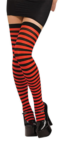 Women's Red/Black Striped Thigh High's - worldclasscostumes